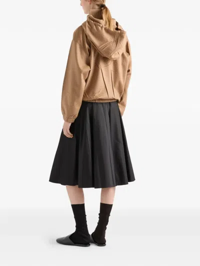 Prada Re-nylon Pleated Midi Skirt In Black