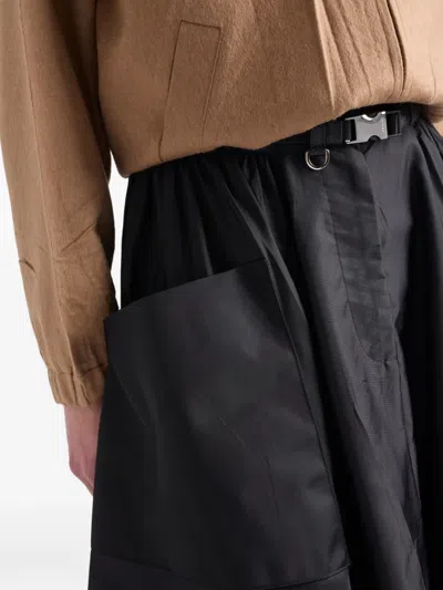 Prada Re-nylon Pleated Midi Skirt In Black
