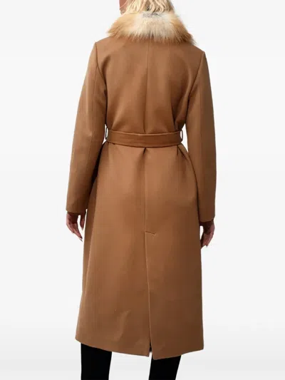 Poche Paris Single-breasted Belted Coat In Brown