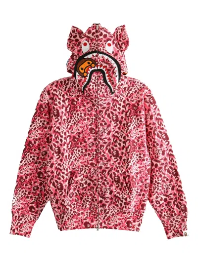 A Bathing Ape Shark Hooded Sweatshirt In Pink