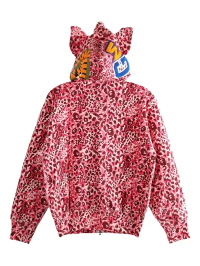 A Bathing Ape Shark Hooded Sweatshirt In Pink