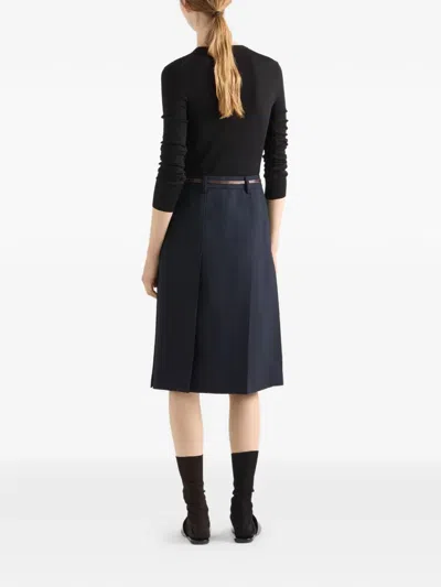 Prada Ribbed Buttoned Cardigan In Black