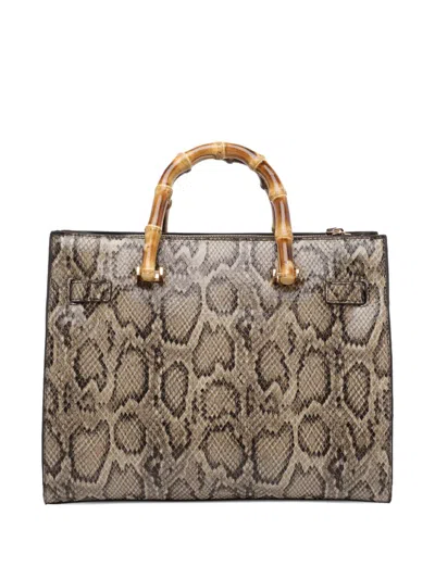 Liu •jo Logo Python-print Tote Bag In Brown