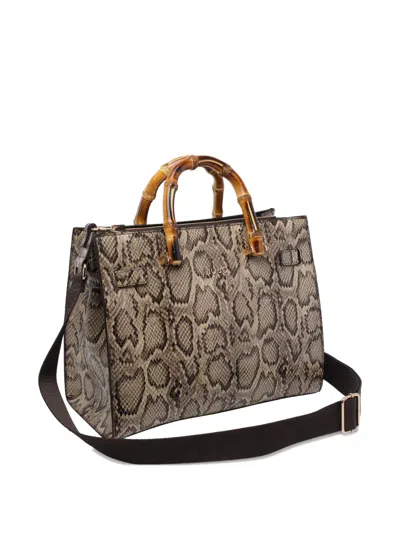 Liu •jo Logo Python-print Tote Bag In Brown