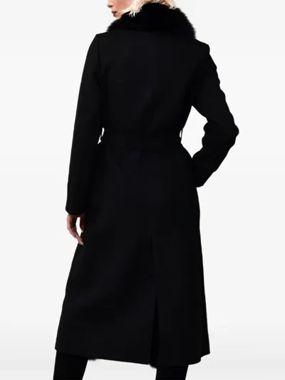 Poche Paris Single-breasted Belted Coat In Black