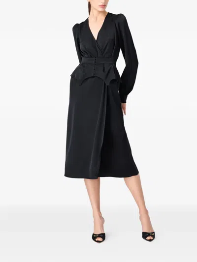 Murmur Fold Midi Dress In Black