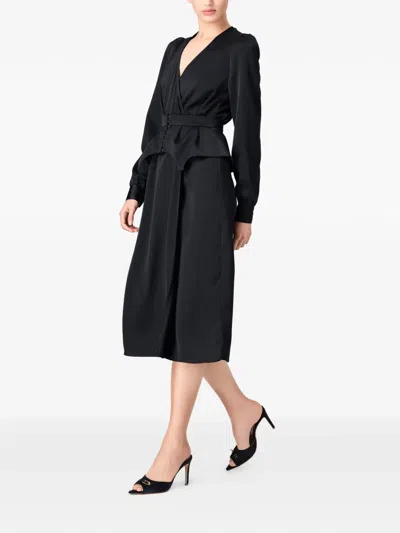 Murmur Fold Midi Dress In Black