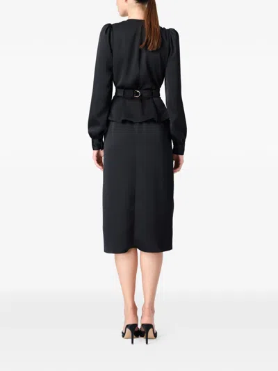 Murmur Fold Midi Dress In Black