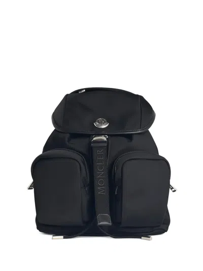 Moncler Drawstring Leather-trim Backpack In Black