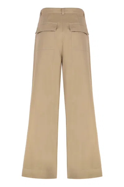 Weekend Max Mara Cotton Gabardine Trousers In Brown