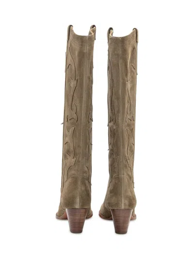 Ba&sh Western Boots In Suede In Green