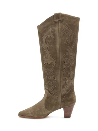 Ba&sh Western Boots In Suede In Green