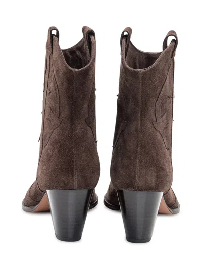 Ba&sh Western Ankle Boots In Suede In Brown