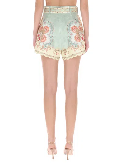 Zimmermann Multicolour Linen Shorts In Multi