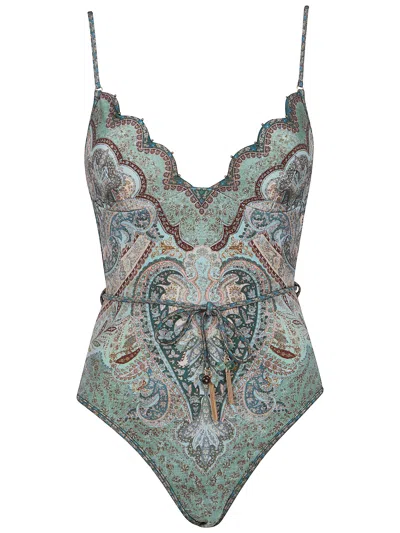 Zimmermann Wanderlust Swimsuit In Green