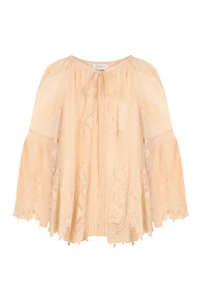 Zimmermann Hypnotic Lace Blouse In Neutral