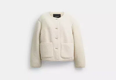 Coach Outlet Short Sherpa Cardi Jacket In Neutral
