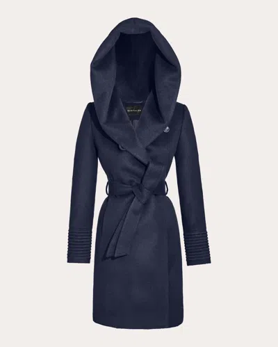 Sentaler Women's Alpaca Wool Hooded Midi Wrap Coat In Blue