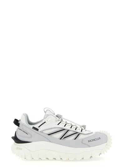 Moncler Light Grey Real Leather Trailgrip Gtx Low Top Sneakers In Gray