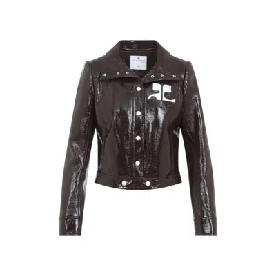 Courrèges Vinyl Jacket Women In Brown