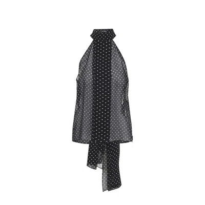 Tom Ford Black Sleeveless Top With Halterneck And All-over Polka Dot Motif In Silk Woman