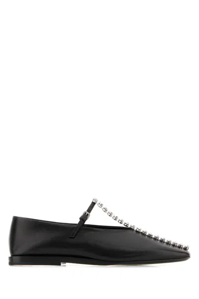 Jil Sander Leather Ballerinas Embellished Strap Flat Sole Pointed In Black