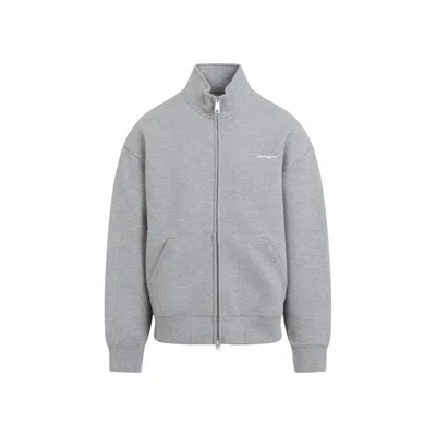 Carhartt Grey Logo Zip Sweatshirt In Gray