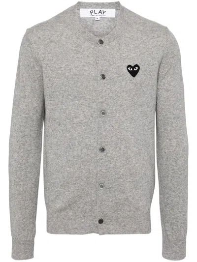 Comme Des Garçons Black Heart Emblem Cardigan In Gray