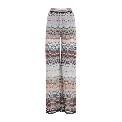 Missoni Sequin-embellished Striped Metallic Crochet-knit Wide-leg Pants In Multi