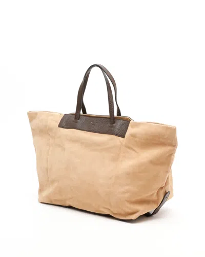 Fendi Suede Tote Bag In Brown