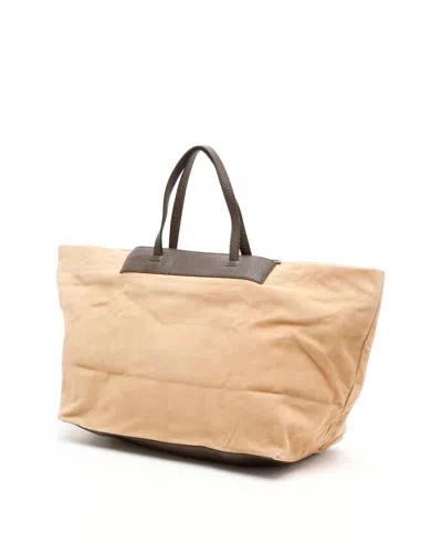 Fendi Suede Tote Bag In Brown