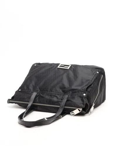 Fendi Zucchino Tote Bag In Black