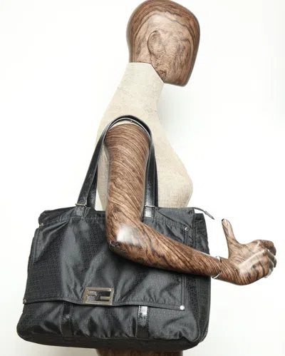 Fendi Zucchino Tote Bag In Black