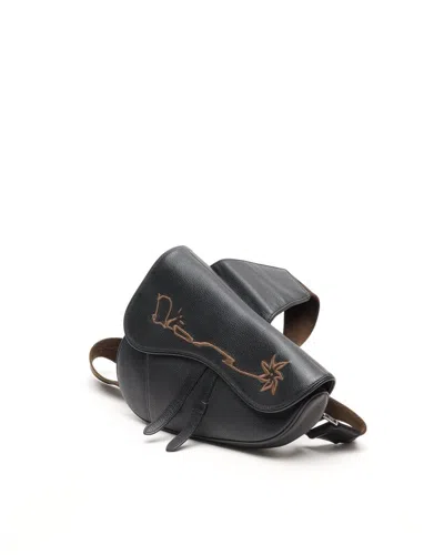 Dior Christian  X Travis Scott Cactus Jack Saddle Sling Bag In Black