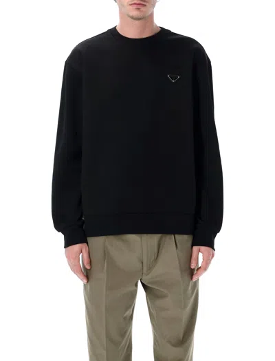 Prada Technical Cotton Black Sweatshirt In Black