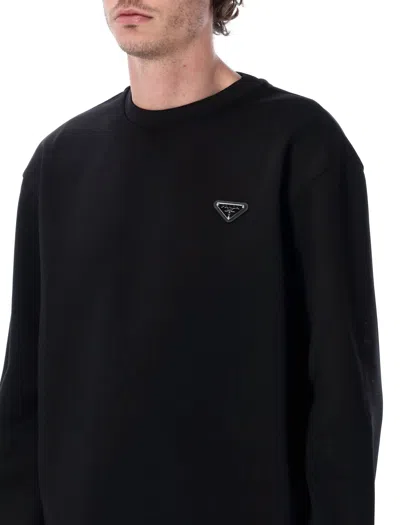 Prada Technical Cotton Black Sweatshirt In Black