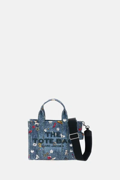 Marc Jacobs Denim Trompe Loeil Trinket Small Tote In Blue