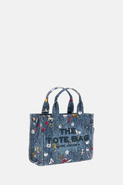 Marc Jacobs Denim Trompe Loeil Trinket Small Tote In Blue