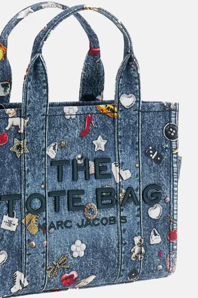 Marc Jacobs Denim Trompe Loeil Trinket Small Tote In Blue