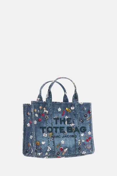 Marc Jacobs Medium Tote Bag Embroidered Design In Blue