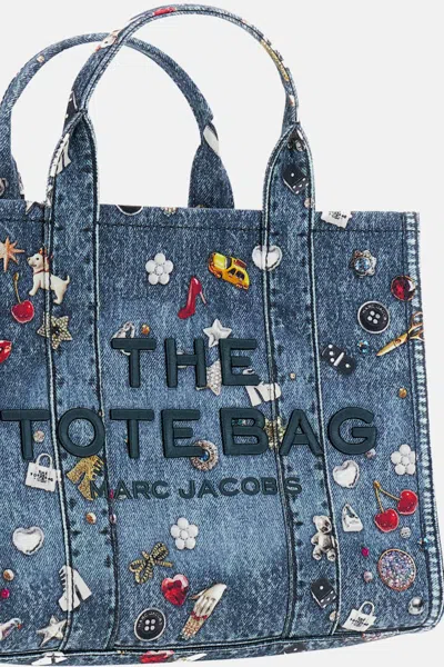 Marc Jacobs Medium Tote Bag Embroidered Design In Blue