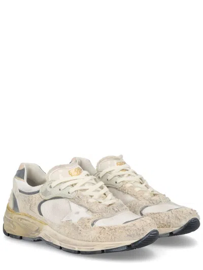 Golden Goose Running Dad New Net And Suede Upper Leather Star And Heel Suede Spur Sneakers White In Neutral