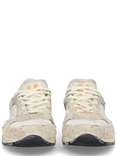 Golden Goose Running Dad New Net And Suede Upper Leather Star And Heel Suede Spur Sneakers White In Neutral