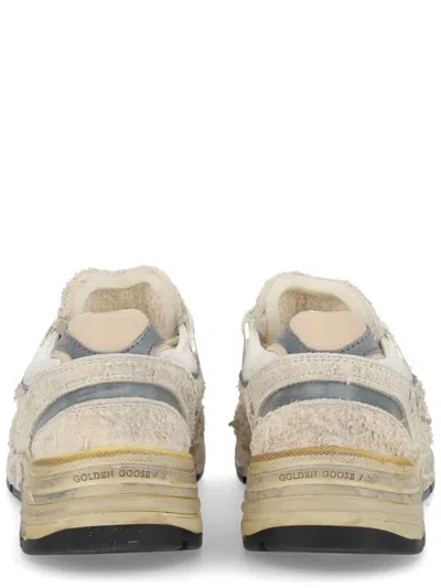 Golden Goose Running Dad New Net And Suede Upper Leather Star And Heel Suede Spur Sneakers White In Neutral