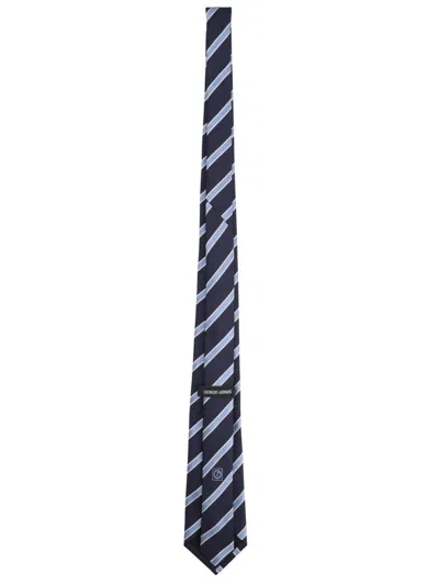 Giorgio Armani Striped Slim Tie Pointed Blade Design In Multi