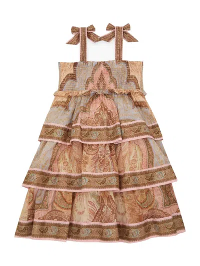 Zimmermann Awaken Kids Tiered Dress In Brown