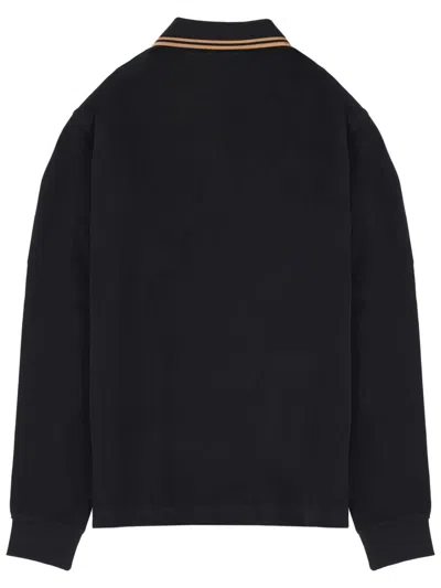 Fred Perry Black Cotton Polo Shirt In Black