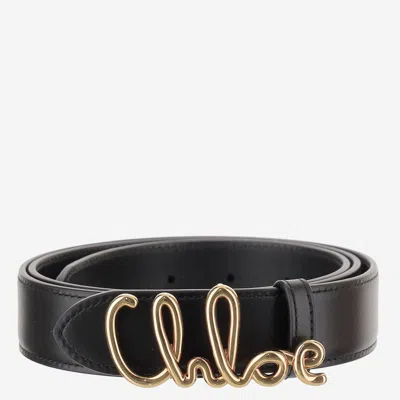 Chloé Iconic Leather Belt In Black