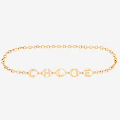 Chloé Script Logo Chain Belt Gold Tone In Gold