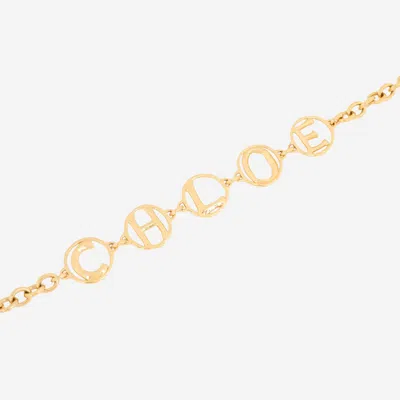 Chloé Script Logo Chain Belt Gold Tone In Gold